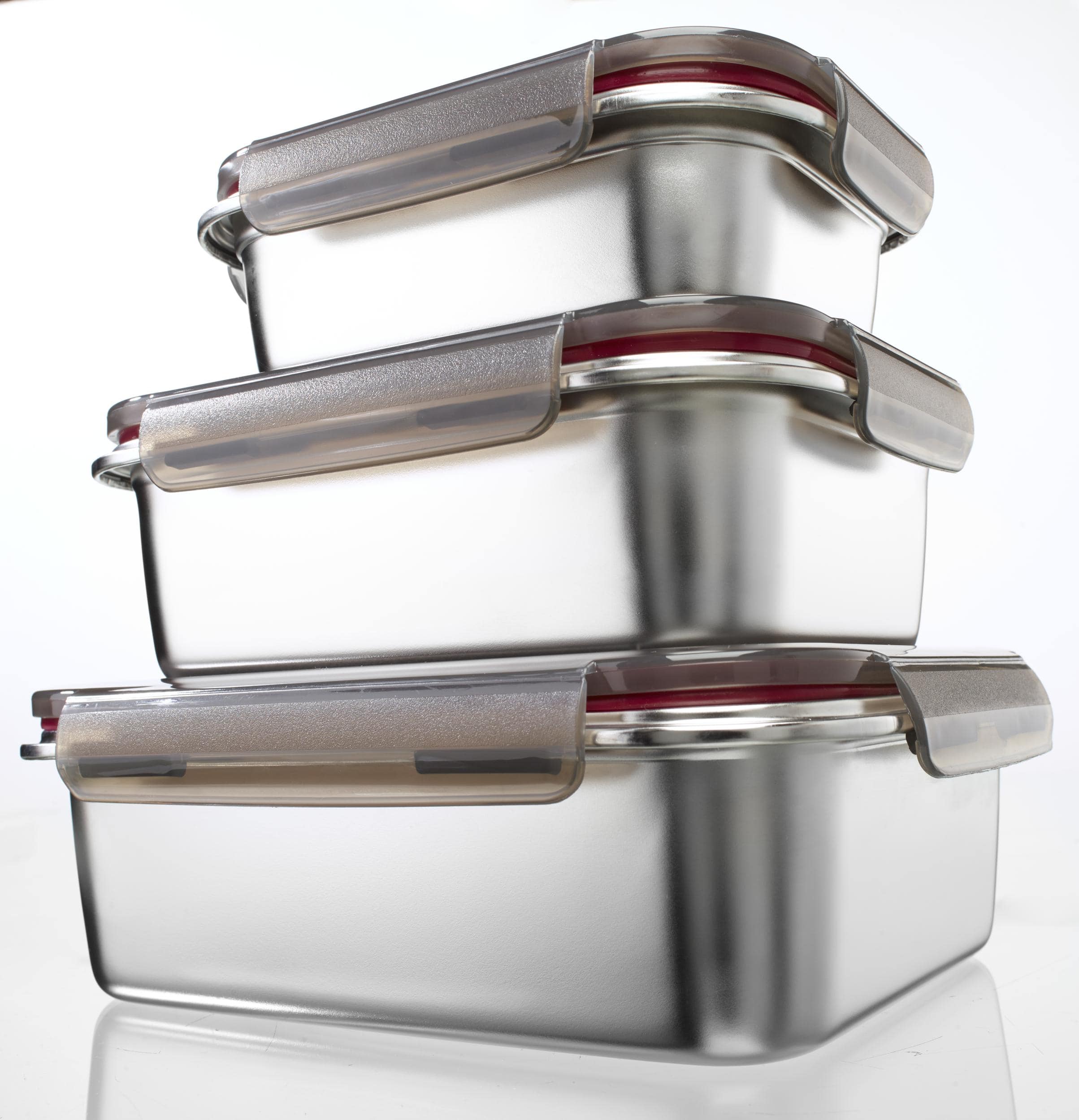 Steuber Frischhaltedosen XL Edelstahl mit Klick-Deckeln, 6-teilig