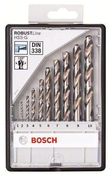 Bosch Metallbohrer-Set, Robust Line, HSS-G, 135°, 110 mm, 10-teilig