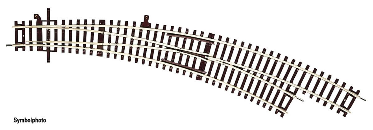 Roco Bogenweiche rechts BWr3/4 ohne Antrieb, Radius des Stammgleises und des Abzweiggleises 419,6 mm (R3), Bogenwinkel 30°