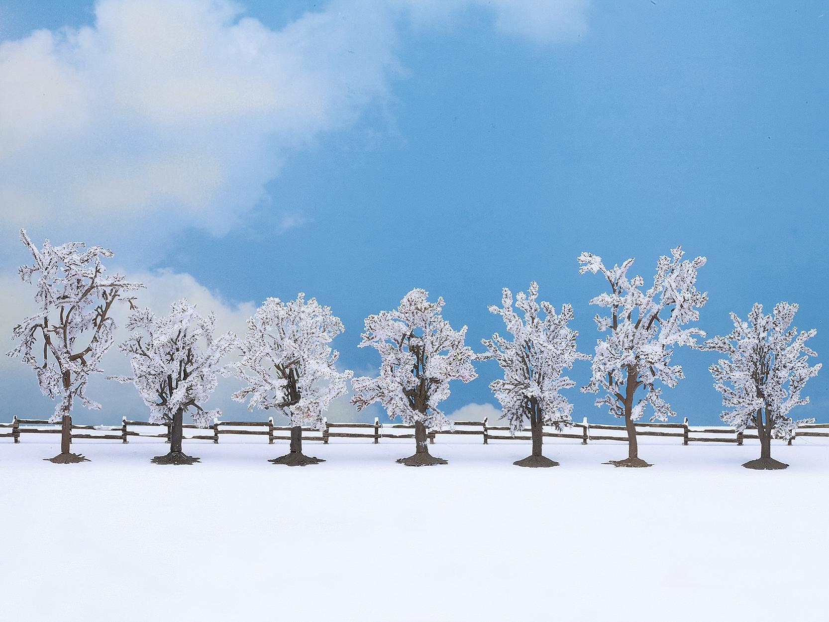 NOCH Winterbäume, 7 Stück, ca. 8 - 10 cm hoch