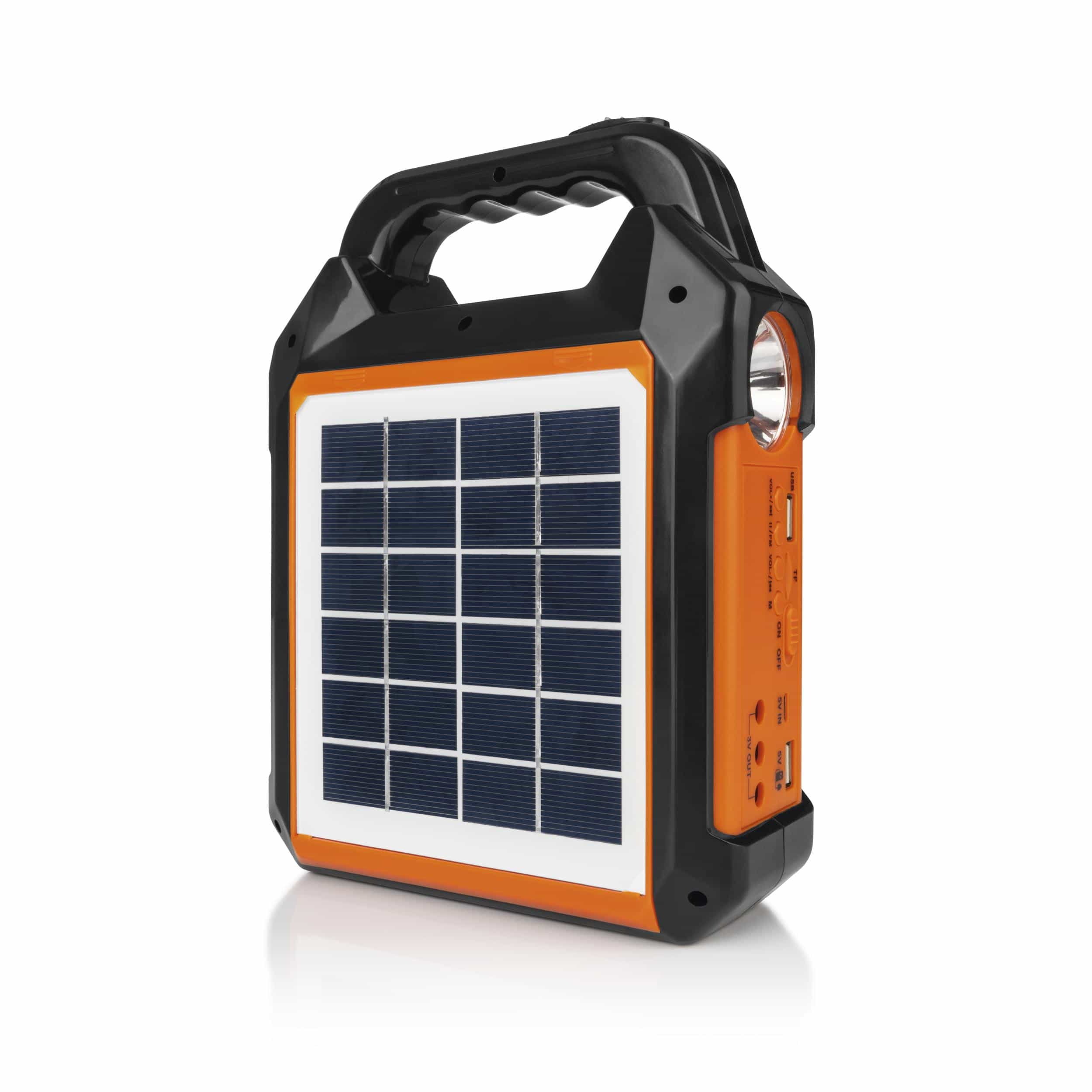Easymaxx Solar-Generator Kit mit eigenem Solarpanel, Radio und Lautsprecher, 10000mAh schwarz/orange