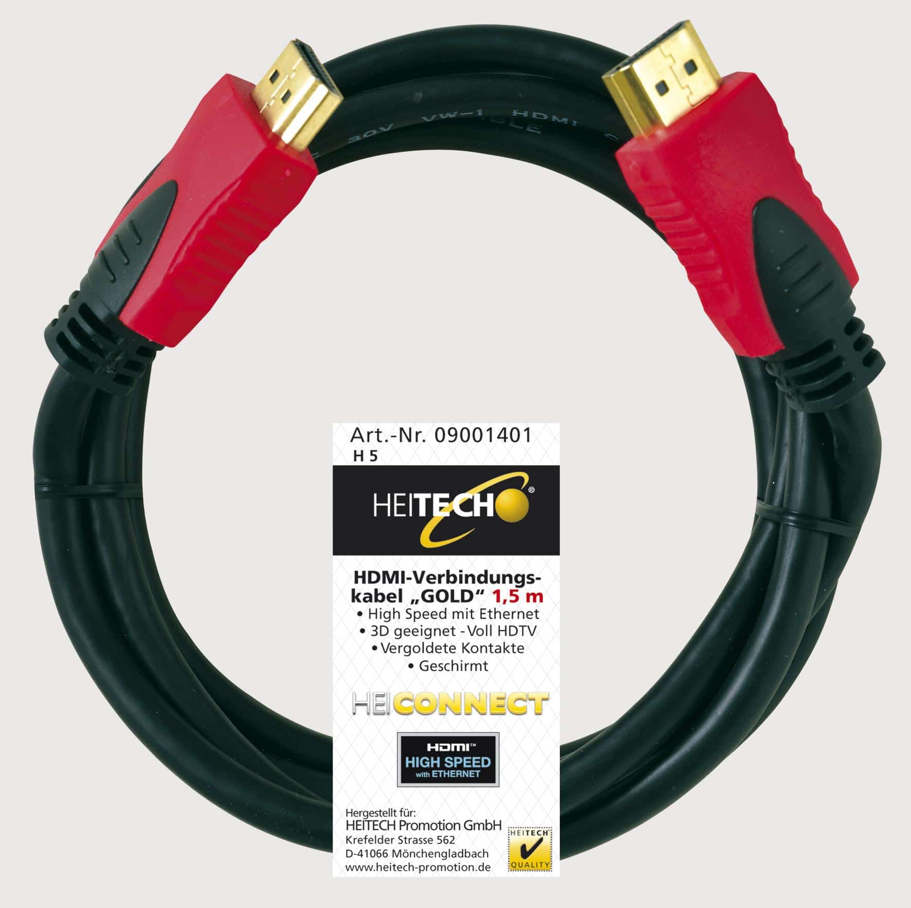 Heitech HDMI-Kabel Gold - in verschiedenen Ausführungen