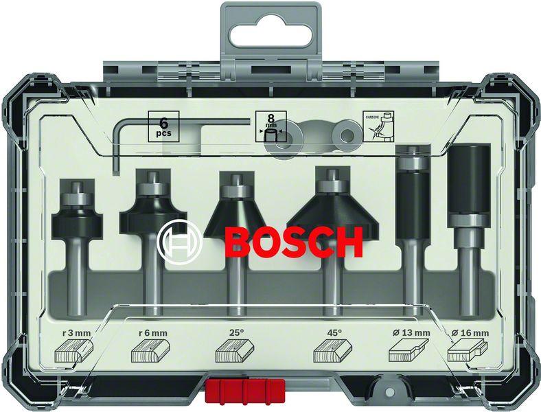 Bosch Rand- und Kantenfräser-Set, 8 mm Schaft, 6-teilig
