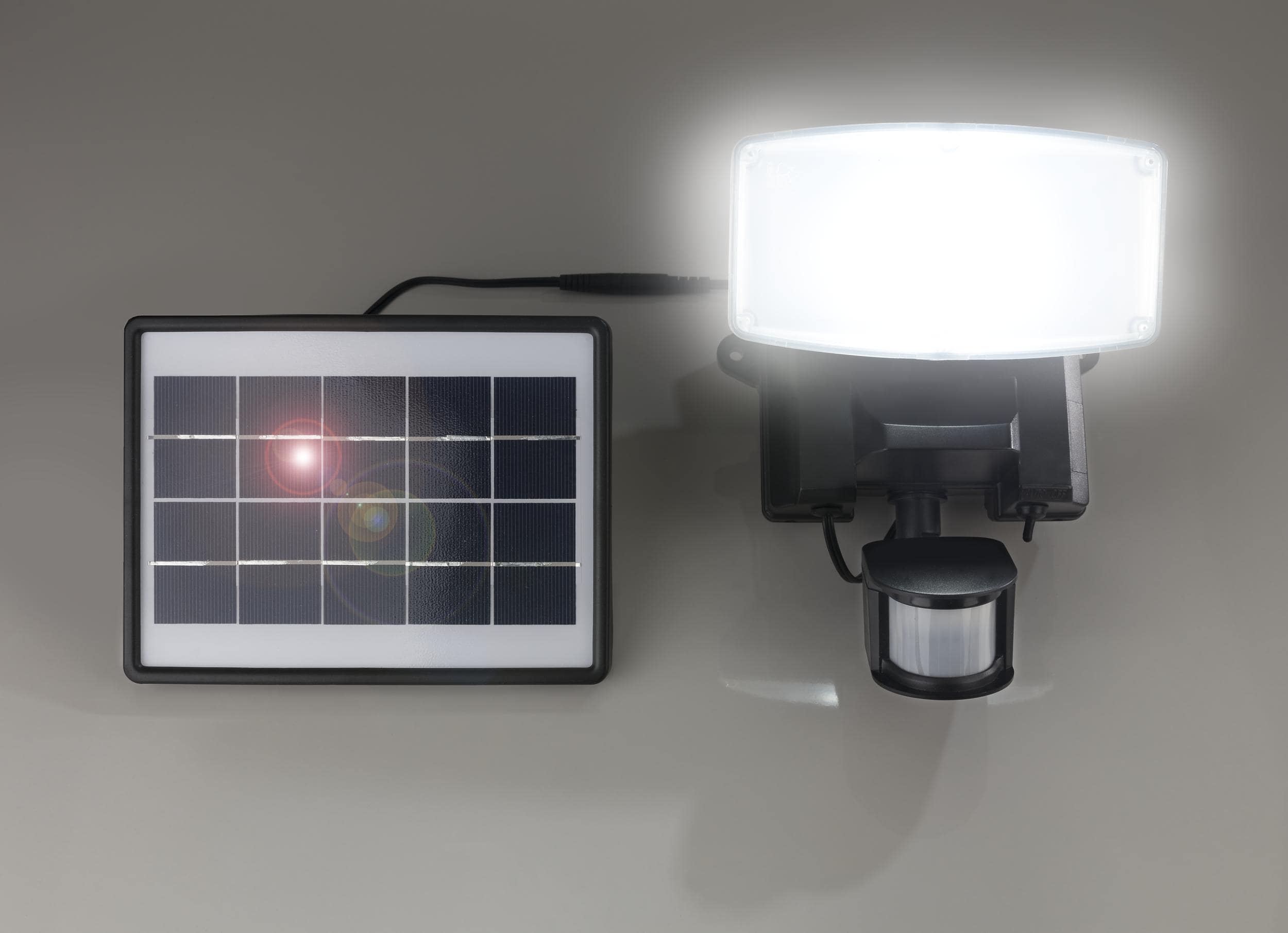 Wetelux Solar LED Flutlichtstrahler mit 1000 Lumen mit Solarmodul und Bewegungssensor, IP44