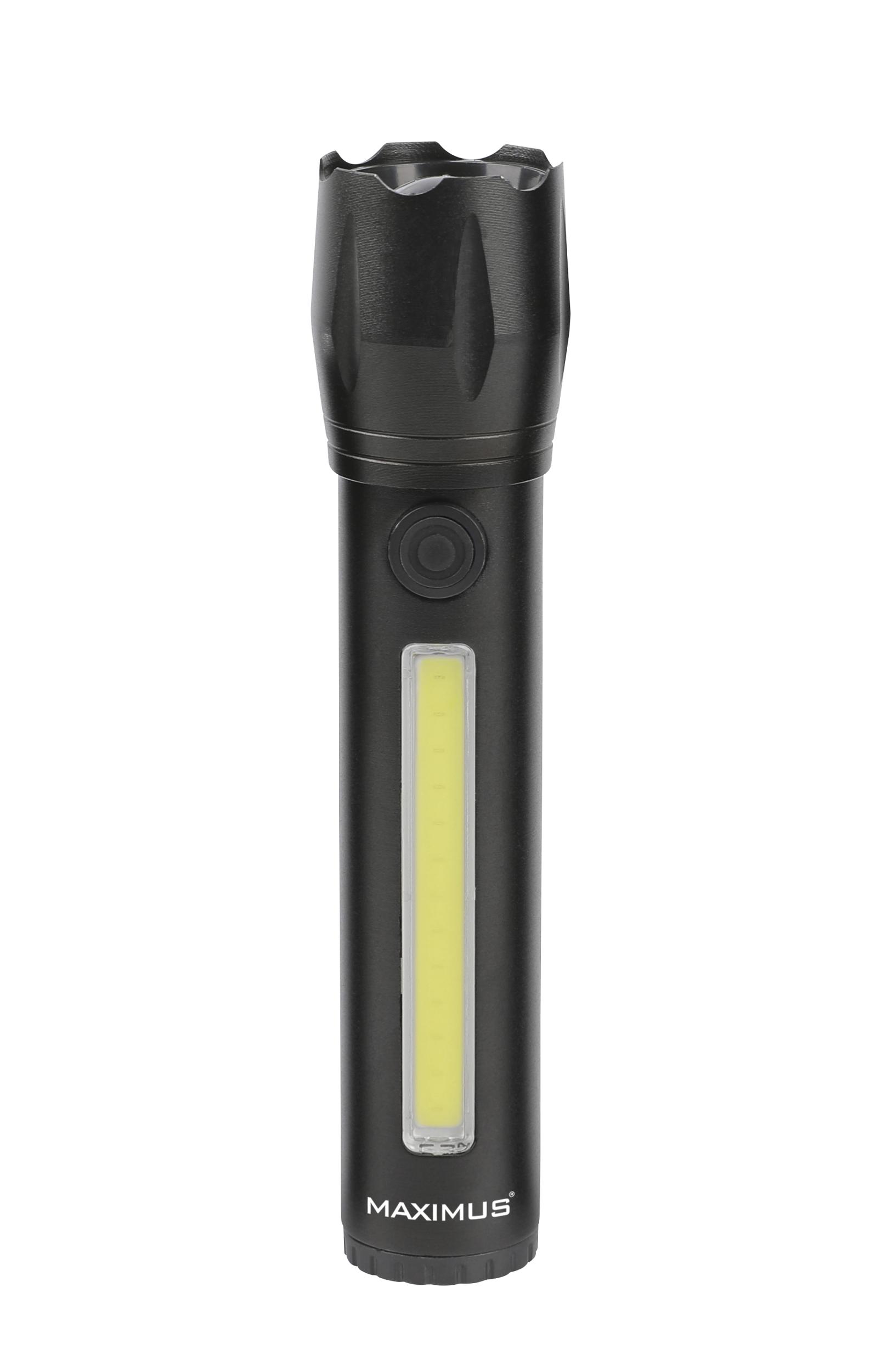 Maximus Aufladbare LED-Taschenlampe mit 3W Power-LED und 3W COB-LED