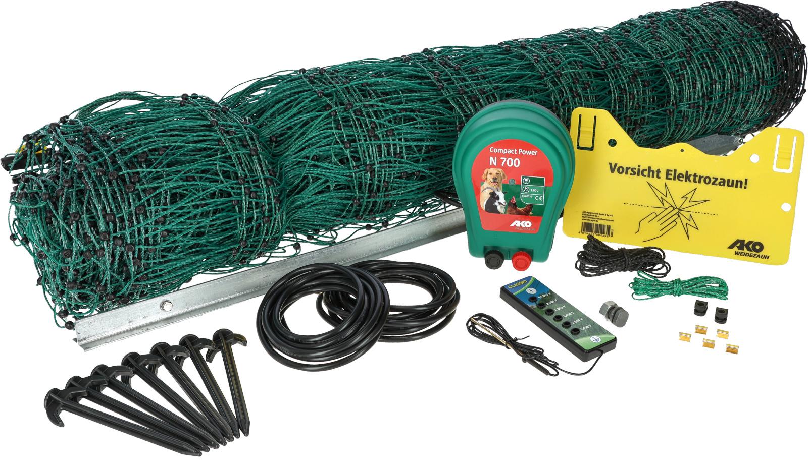 AKO Geflügelnetz-Set 50 m, grün inklusive 230 V Gerät und Zubehör