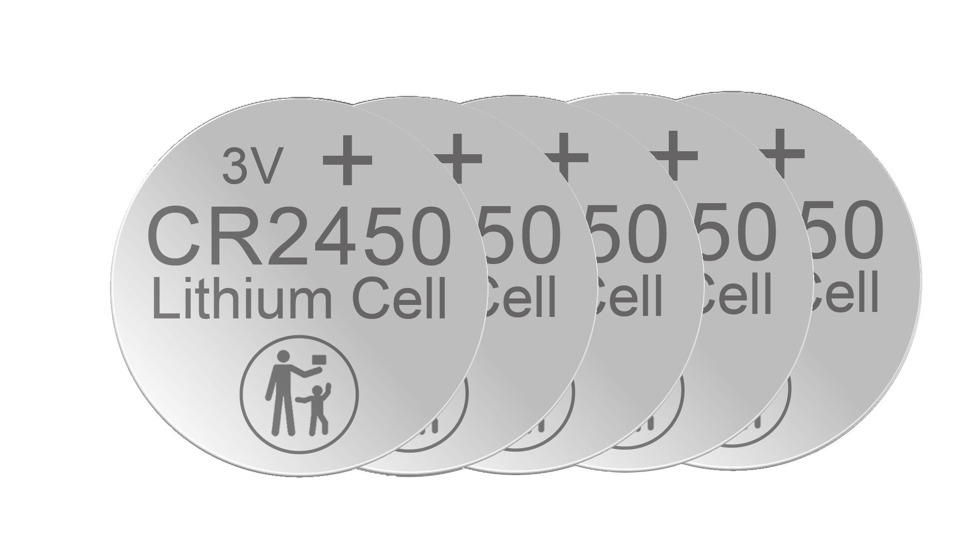 XCell Lithium Knopfzelle CR2450, 3 Volt - 5 Stück