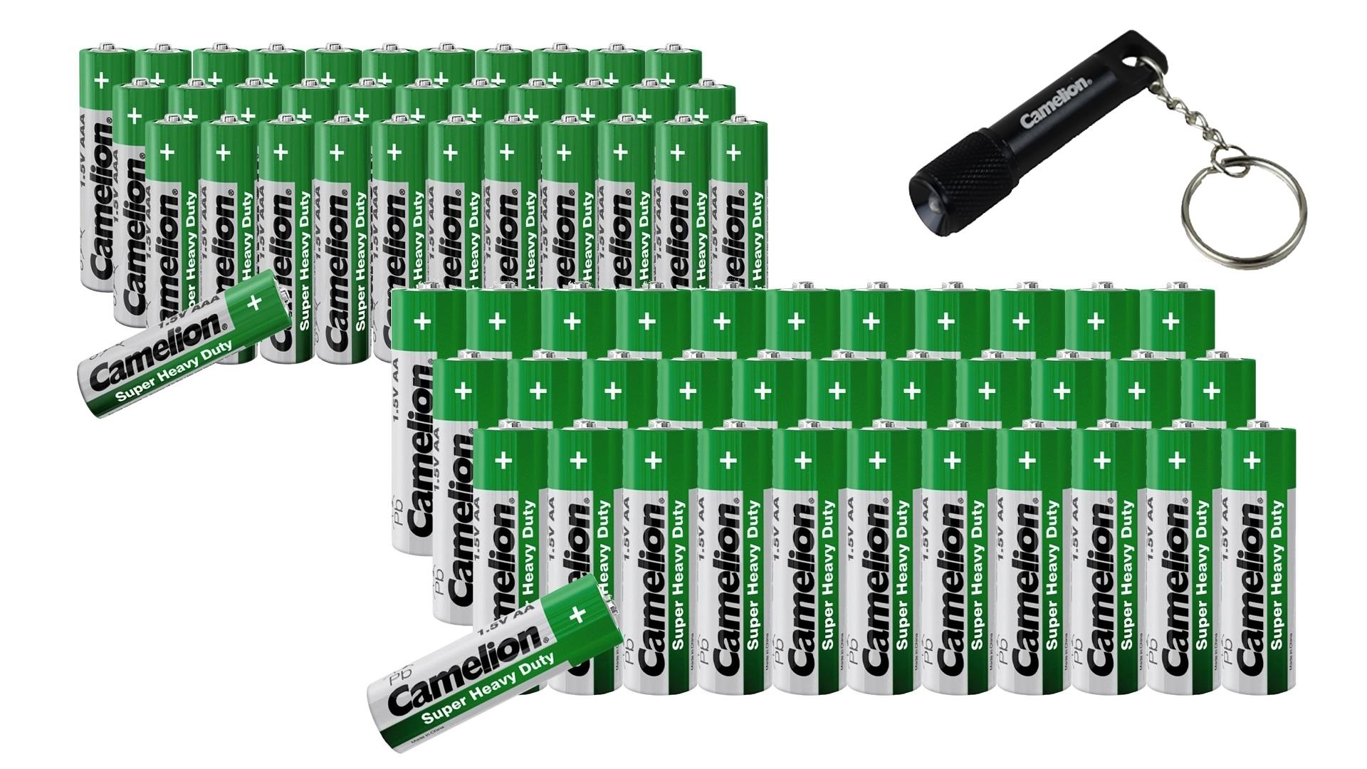 Camelion Zink-Kohle-Batterie Sparset 69-teilig + GRATIS Schlüsselleuchte