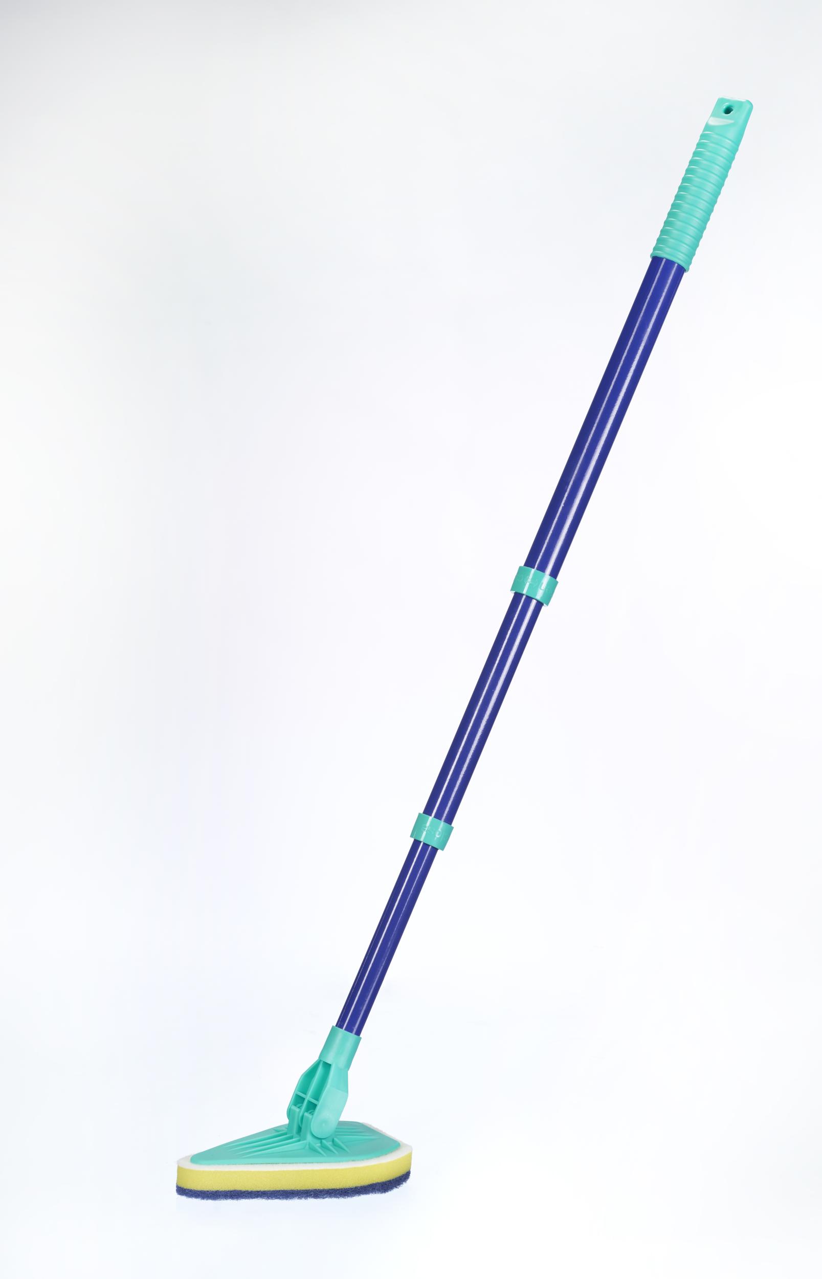Bad-Wischer, Wischmopp mit Schwammbürste & Teleskopstiel, spezielle Wischform, ausziehbar 45-90 cm