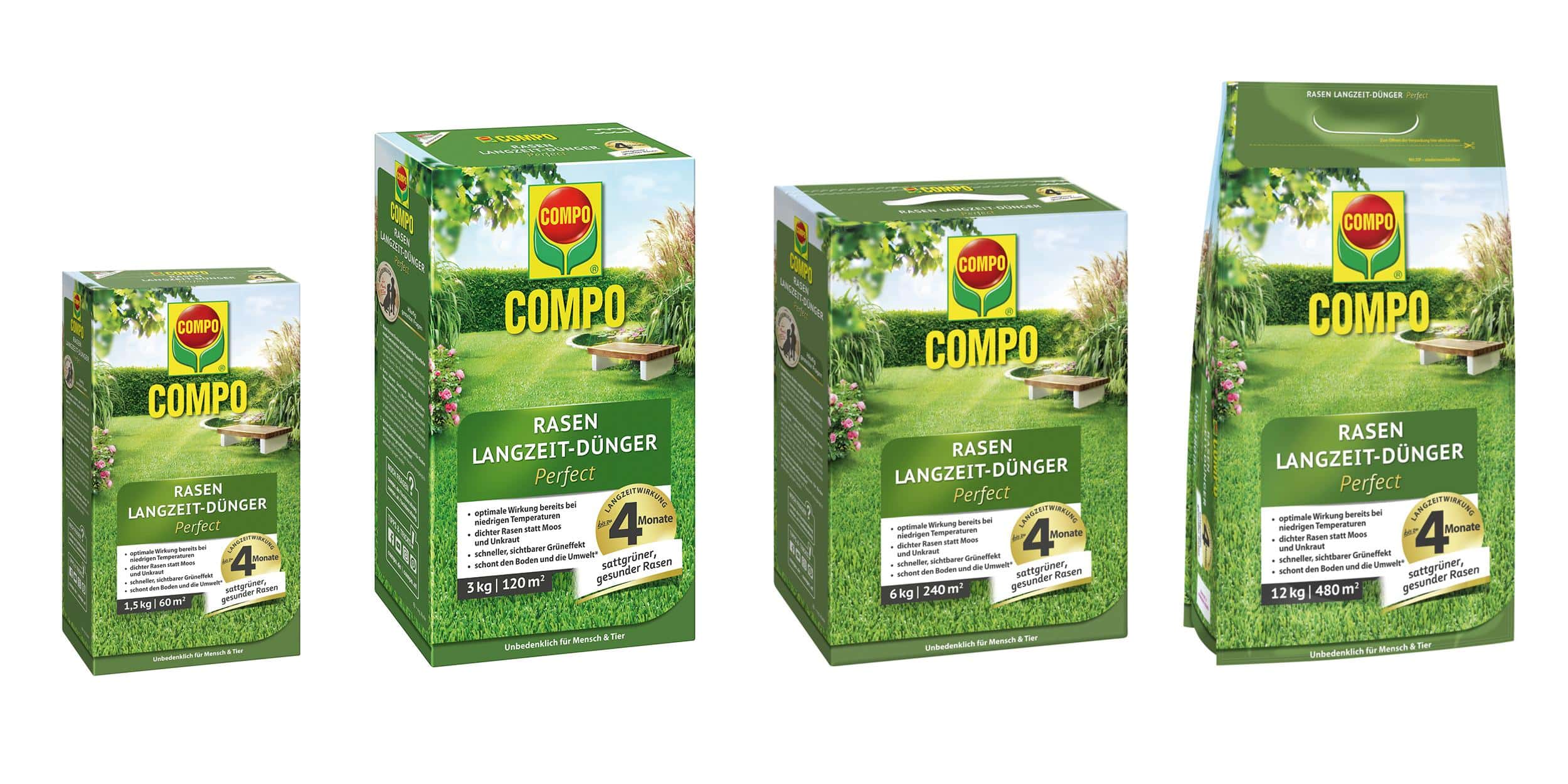 Compo Rasen Langzeit-Dünger Perfect 12 kg für 480 m²