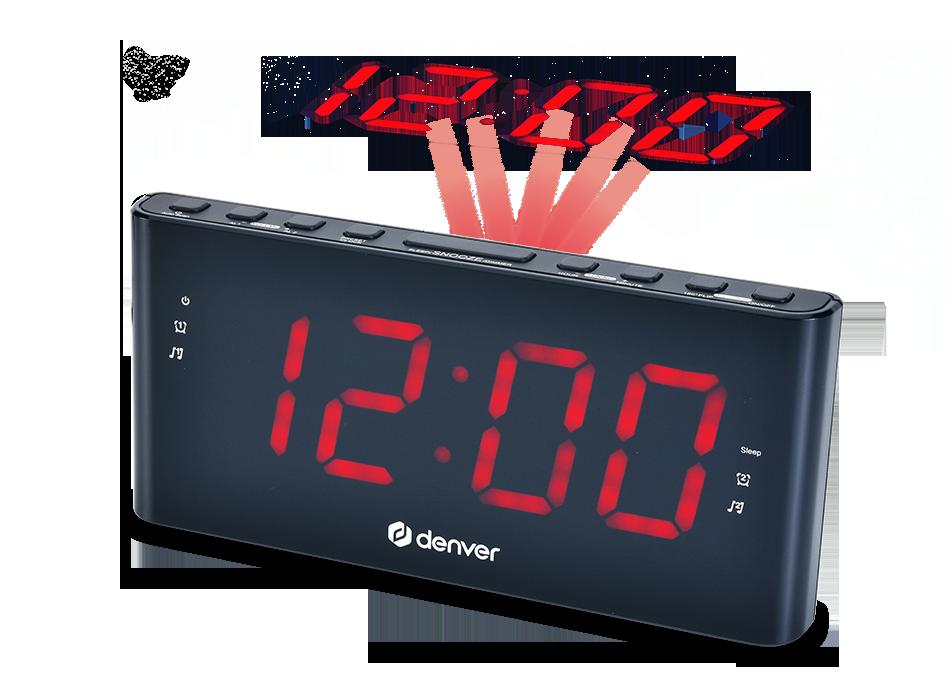 DENVER® UKW-Radio mit 180 Grad Zeitprojektion und 2 Weckzeiten