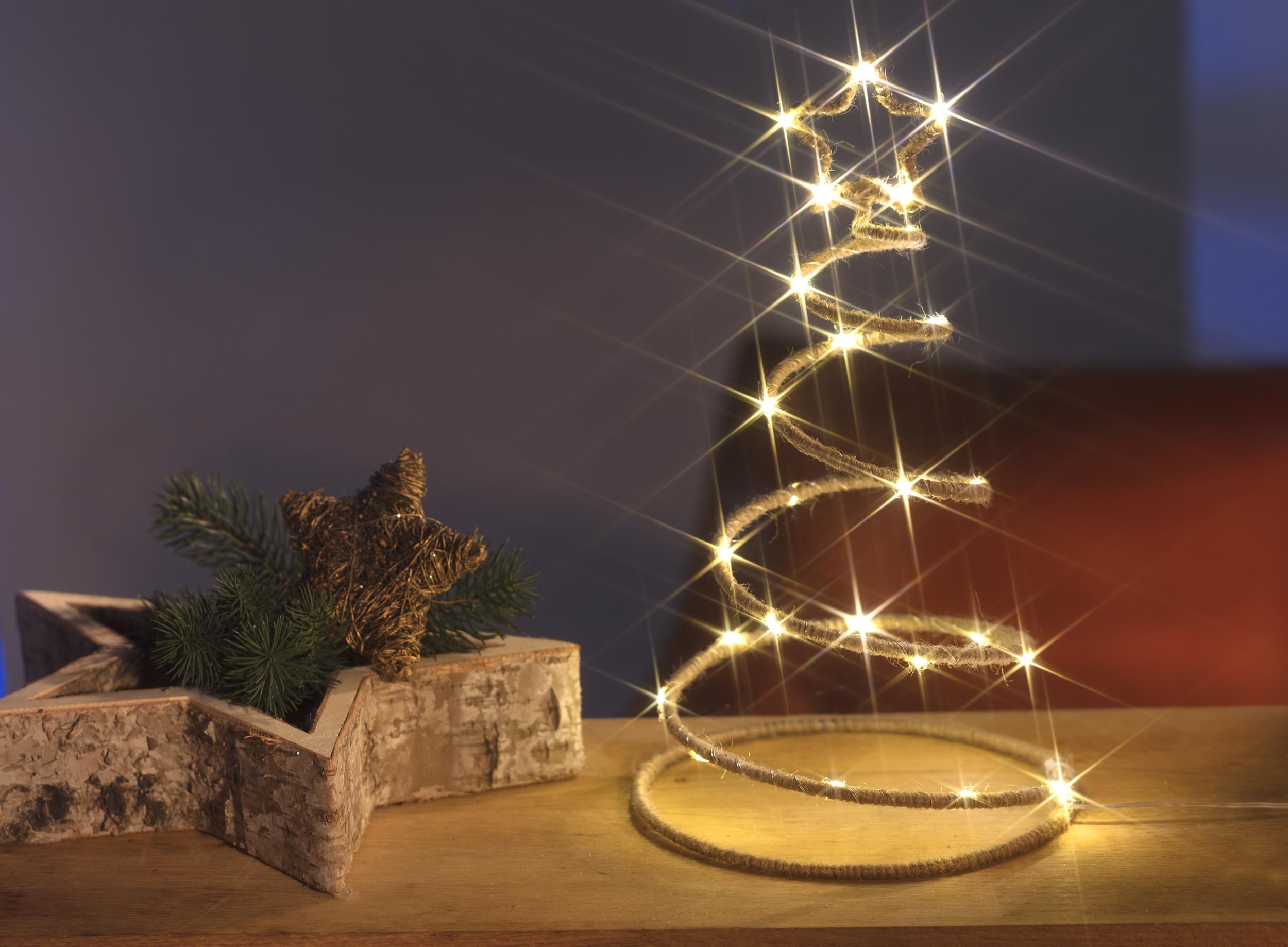 Star-Max LED Spiral-Tannenbaum aus Hanfseil