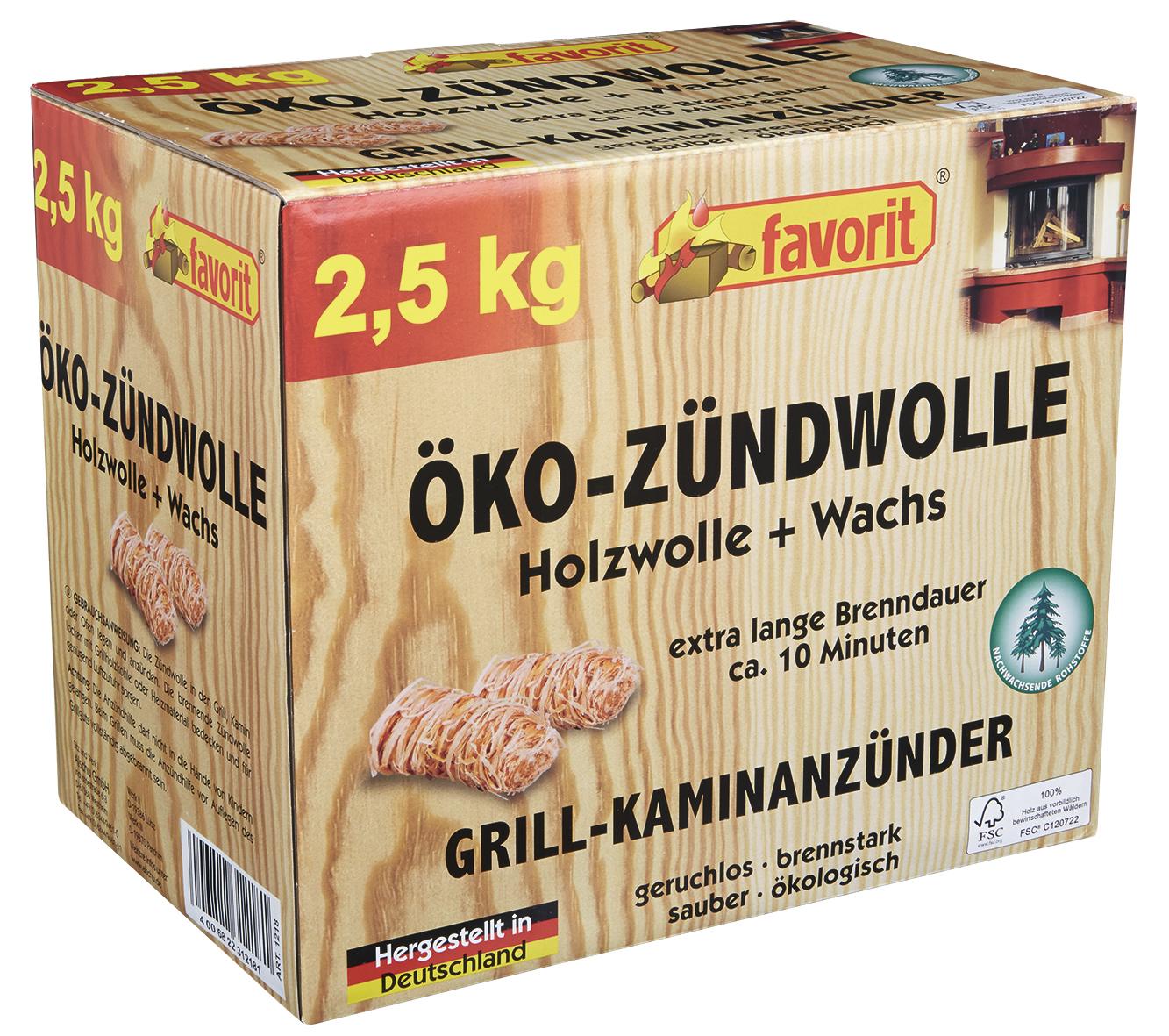 favorit® Öko-Zündwolle, Feueranzünder, Spar-Pack, 2,5 kg
