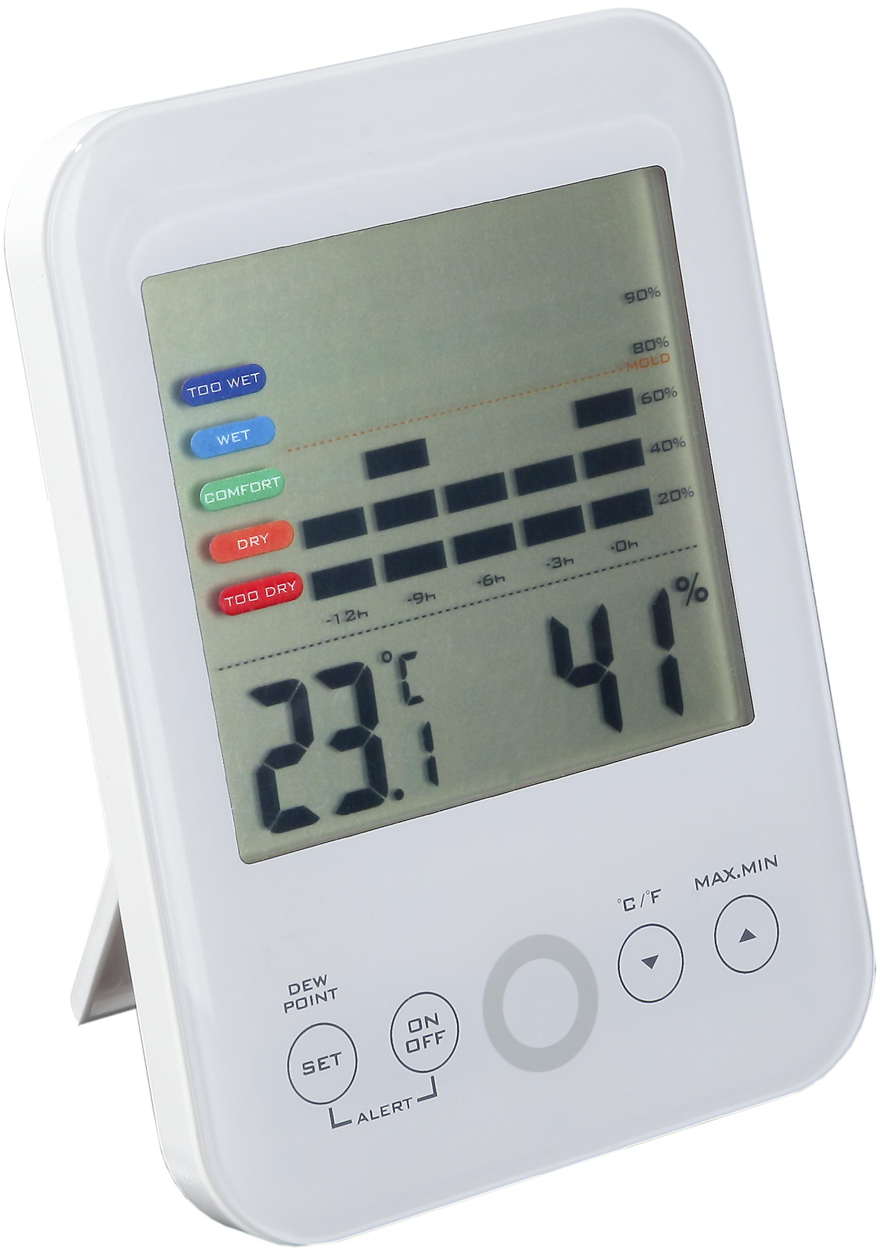 2 in1 Digitales Hygro- und Thermometer mit Schimmelalarm, Weiß